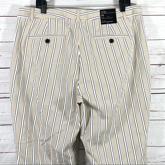 Banana Republic Avery Women’s Pant Ankle Length Beige Striped Size 14 - Picture 5 of 9